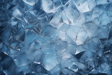 Ice texture background. Close up of ice crystals. Blue toned. Ai generated.