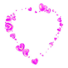 Pink glossy realistic heart frame isolated on white background.