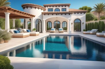 Obraz na płótnie Canvas Spa resort and swimming pool in the luxury hotel
