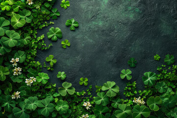 St Patrick's day background with lucky clover generative ai  - obrazy, fototapety, plakaty