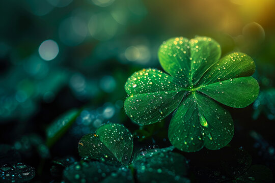 St Patrick's day background with lucky clover generative ai 