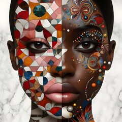 Portrait of beautiful african american woman with creative make-up. Fashion and beauty.