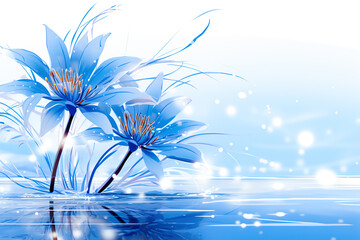 Fototapeta na wymiar Blue lotus flower on the water surface.