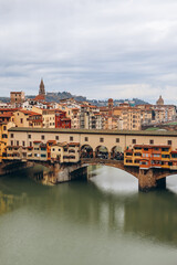 View of the Arno River in Florence and the famous Ponte Vecchio (Old Bridge).