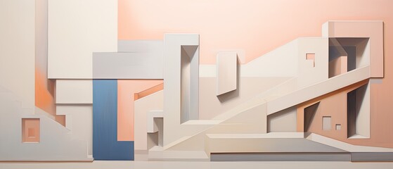 Fototapeta premium Ascending Architecture: An Abstract Staircase Blending With a Majestic Building