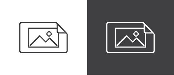 Image files icon. Landscape photo image icon. Gallery icon vector illustration. Gallery, image, picture symbol, photo signs. Picture vector icon in black and white background.