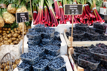 Fresh fruits and vegetables at the market in Copenhagen