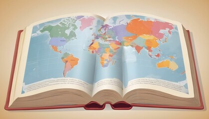 Religious global mission Spreading the word. Illustration of an open bible or book with a colorful map of the world  created with generative ai