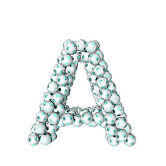 Symbol made from turquoise soccer balls. letter a