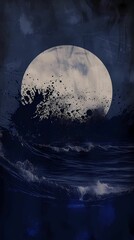 Abstract Cosmic Ocean with Celestial Body - A Surreal and Artistic Smartphone Wallpaper