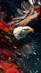 Dynamic Eagle in Flight Amidst Explosive Color Splashes - A Vibrant Smartphone Wallpaper