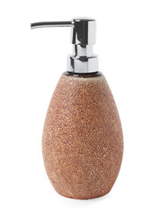 Bath accessory. Liquid soap dispenser isolated on white
