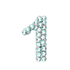 Symbol made from turquoise soccer balls. number 1