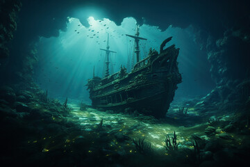 Schiffswrack am Meeresgrund