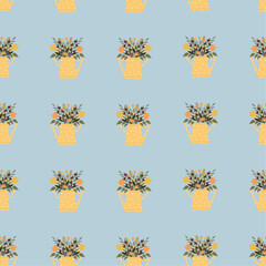 Vector seamless pattern with floral composition. Cute floral patterns. Background with plants.