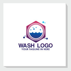 wash logo design vector, cleaning service logo inspiration