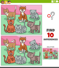 differences activity with cartoon cats animal characters