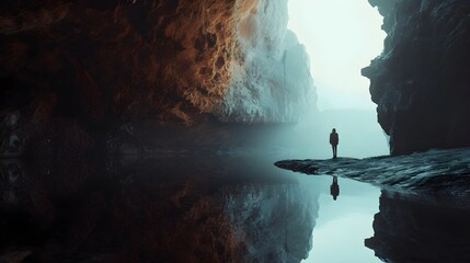 Surreal Turmoil: Person in Surreal Environment Reflecting Emotional Turmoil | Ultra Realistic 8K | Mirrorless Camera | AdobeStock