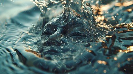 Liquid Emotions: Abstract Face Forms in Water Pool | Ultra Realistic 8K | Medium Format Camera | AdobeStock