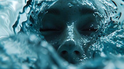 Liquid Emotions: Abstract Face Forms in Water Pool | Ultra Realistic 8K | Medium Format Camera | AdobeStock