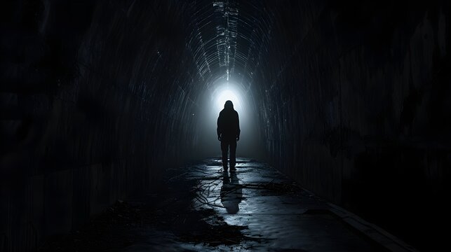 Emerging Light: Composite Image of Person Emerging from Darkness | Ultra Realistic 8K | Compact Camera | AdobeStock