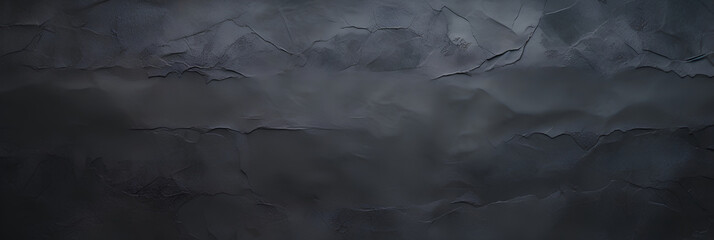 Panoramic craft black paper texture background banner copy space wallpaper ad design abstract dark gray surface close-up backdrop - obrazy, fototapety, plakaty
