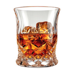 A Glass of Whiskey With Ice Cubes isolated on transparent background 