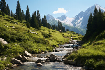 Obraz premium Bach, Fluss in den Bergen