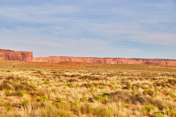 Tranquil Desert Landscape with Red Rock Cliffs, Arizona