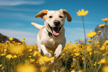 Labrador mit Blumen
