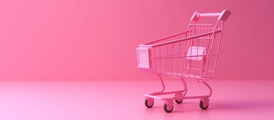 3d rendering illustration Shopping Carts with cartoon style isolated pink background. AI generated