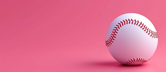 3D Realistic a white ball of softball in cartoon style Isolated pink color Background. AI generated