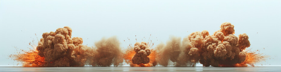 a group of fire explosions isolated on white
