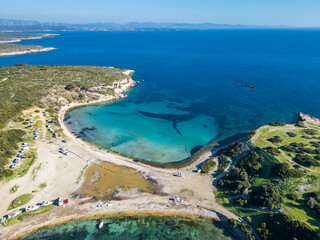 Fototapeta na wymiar Demircili Beach drone view in Izmir