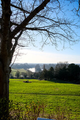 London, UK. Thames Riverside and Terrace Gardens view from Richmond Hill in Richmond Upon Thames,UK. Sunny winter day, picturesque view of the river Thames taken from Richmond Hill,popular place for t