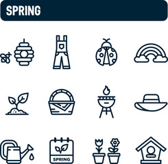 Spring icons. Spring season vector set. Nature and life. Outline icon design.