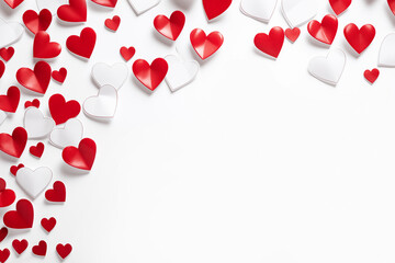 Red White Hearts on White Background. Perfect for Valentines Day Weddings.