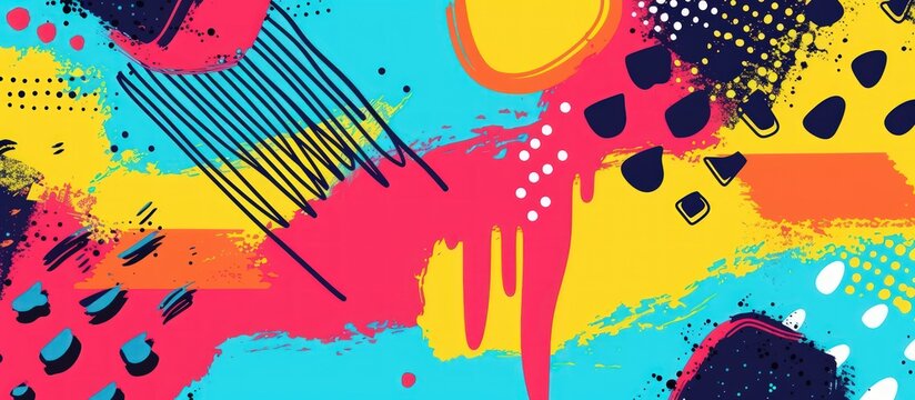 Abstract trendy pop art colorful paint brush pattern background. AI generated image