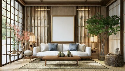 Japanese style interior design of modern living room 
