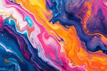 Abstract marbled acrylic painting with bold and colorful swirls Creating a vibrant and artistic texture for backgrounds or creative projects - obrazy, fototapety, plakaty