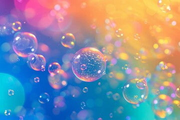 Abstract pc desktop wallpaper with vibrant bubbles floating on a colorful background Perfect for digital design and creative inspiration
