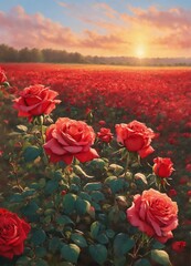 A field of beautiful roses