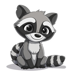 Cute raccoon logo illustration