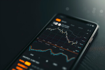 phone of crypto currency holding on a black background
