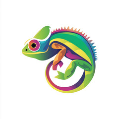 chameleon cartoon illustration isolated