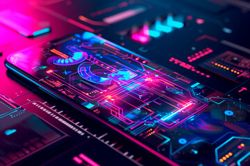 mobile device with a neon digital interface