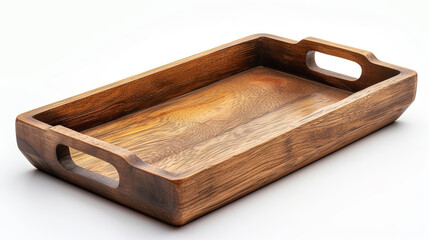 Fototapeta premium Wooden tray on white isolated background
