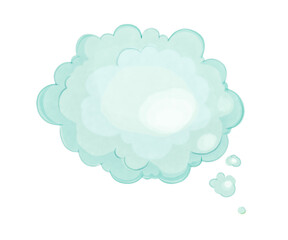 Fluffy air cloud on a white background. Pastel colors in shades of blue