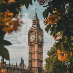 Fototapeta na wymiar Autumnal View of Big Ben and the UK Parliament
