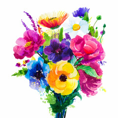 Bouquet of colorful flowers painting